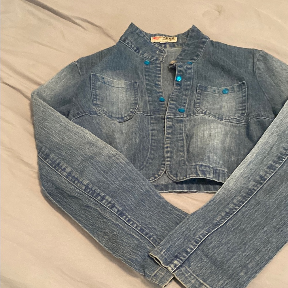 Blue Denim Cropped Jacket